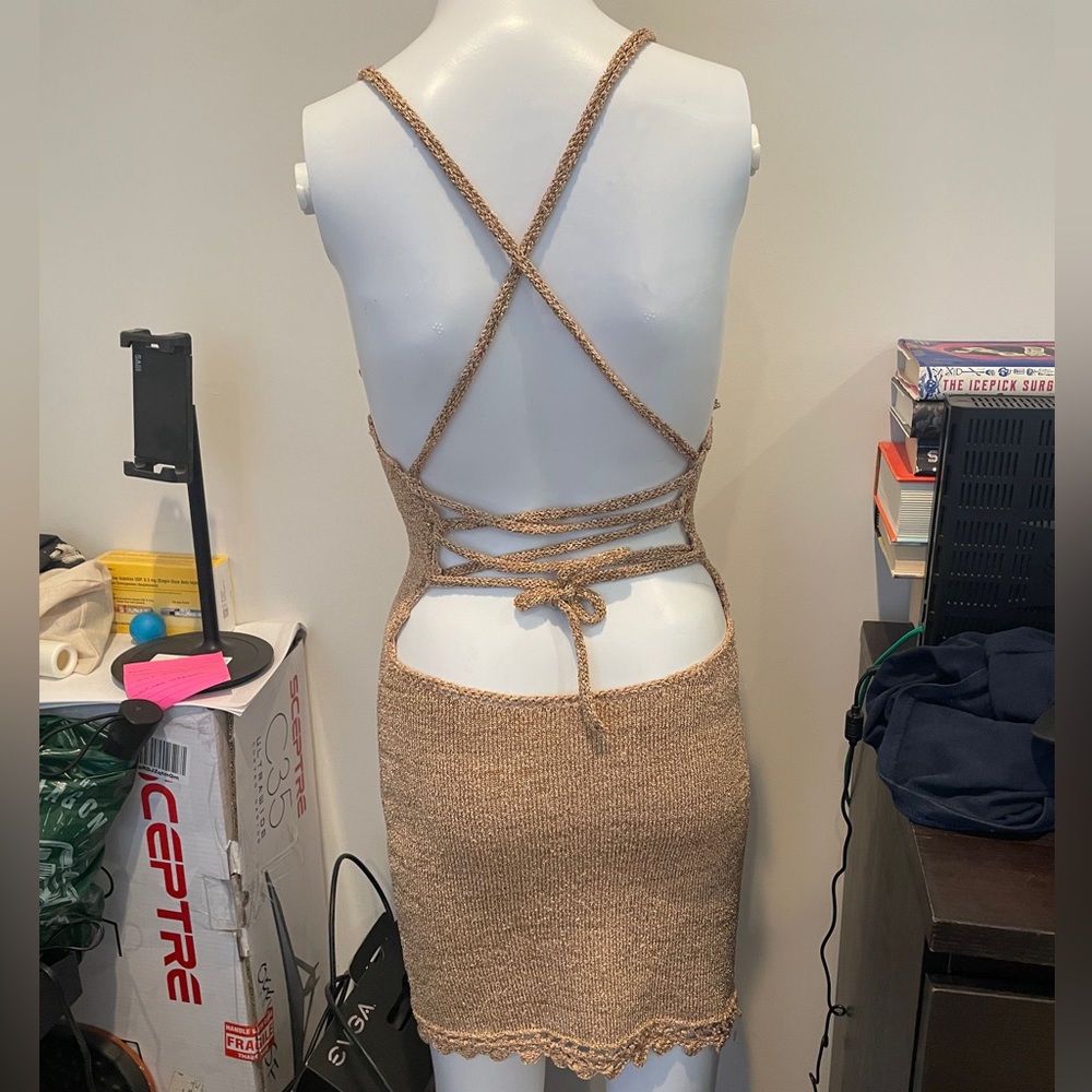 Gold Knit dress w/ Open back